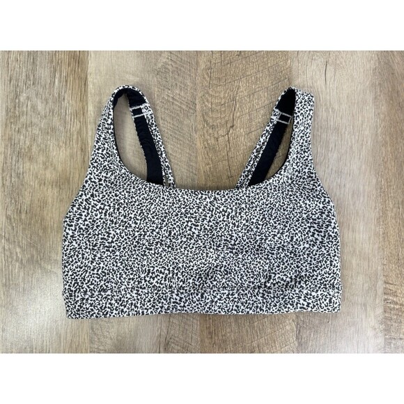 Athleta Other - Athleta Exhale Animal Leopard Print Sports Bra Size Small Gray Black Cross Back